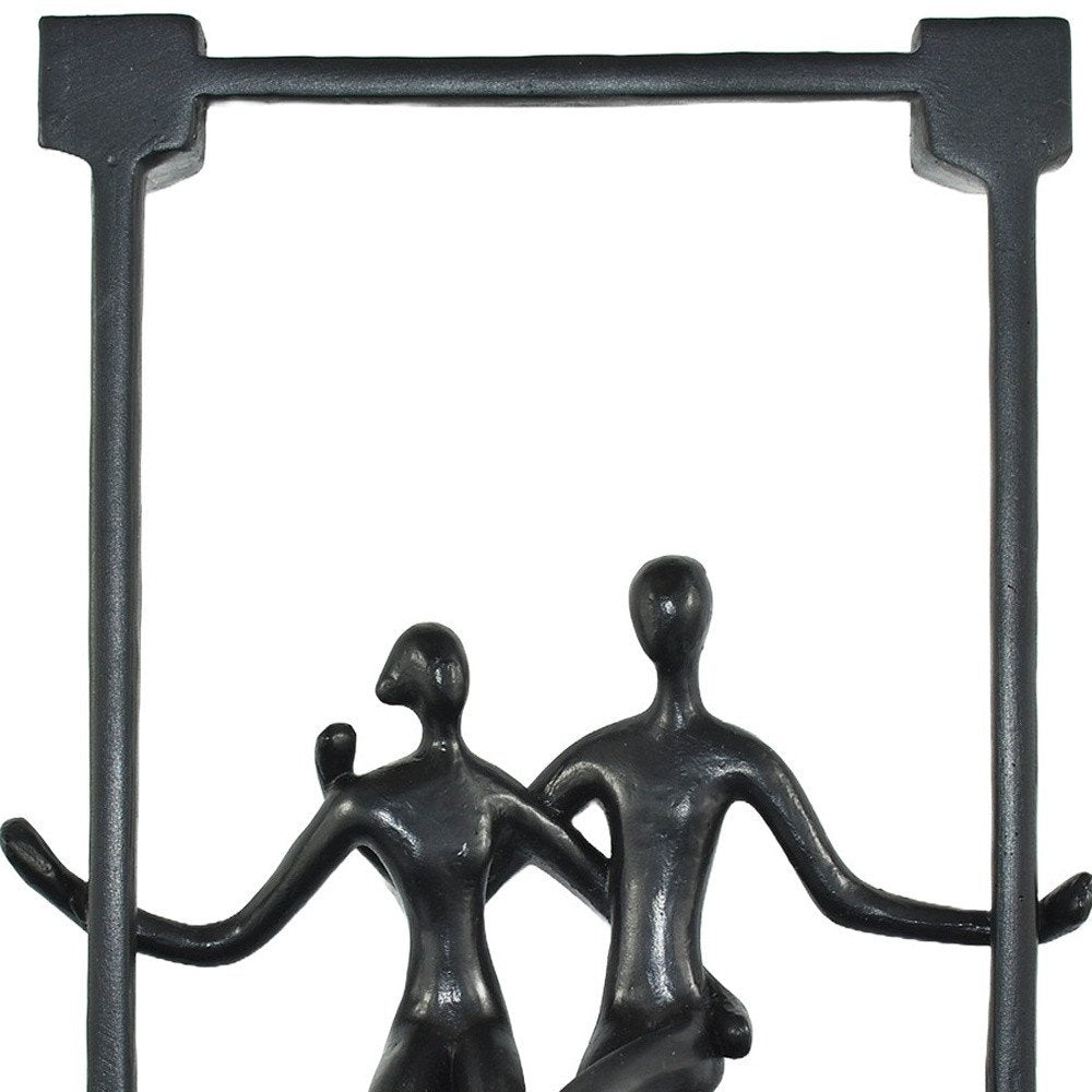 Set of Three Black Resin People Tabletop Sculpture HomeRoots