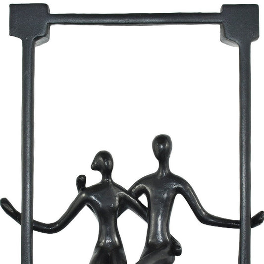 Set of Three Black Resin People Tabletop Sculpture HomeRoots