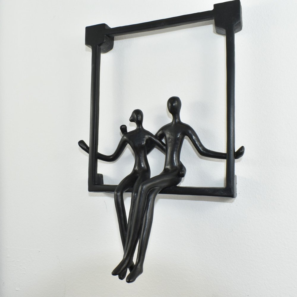 Set of Three Black Resin People Tabletop Sculpture HomeRoots