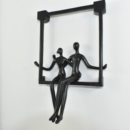 Set of Three Black Resin People Tabletop Sculpture HomeRoots