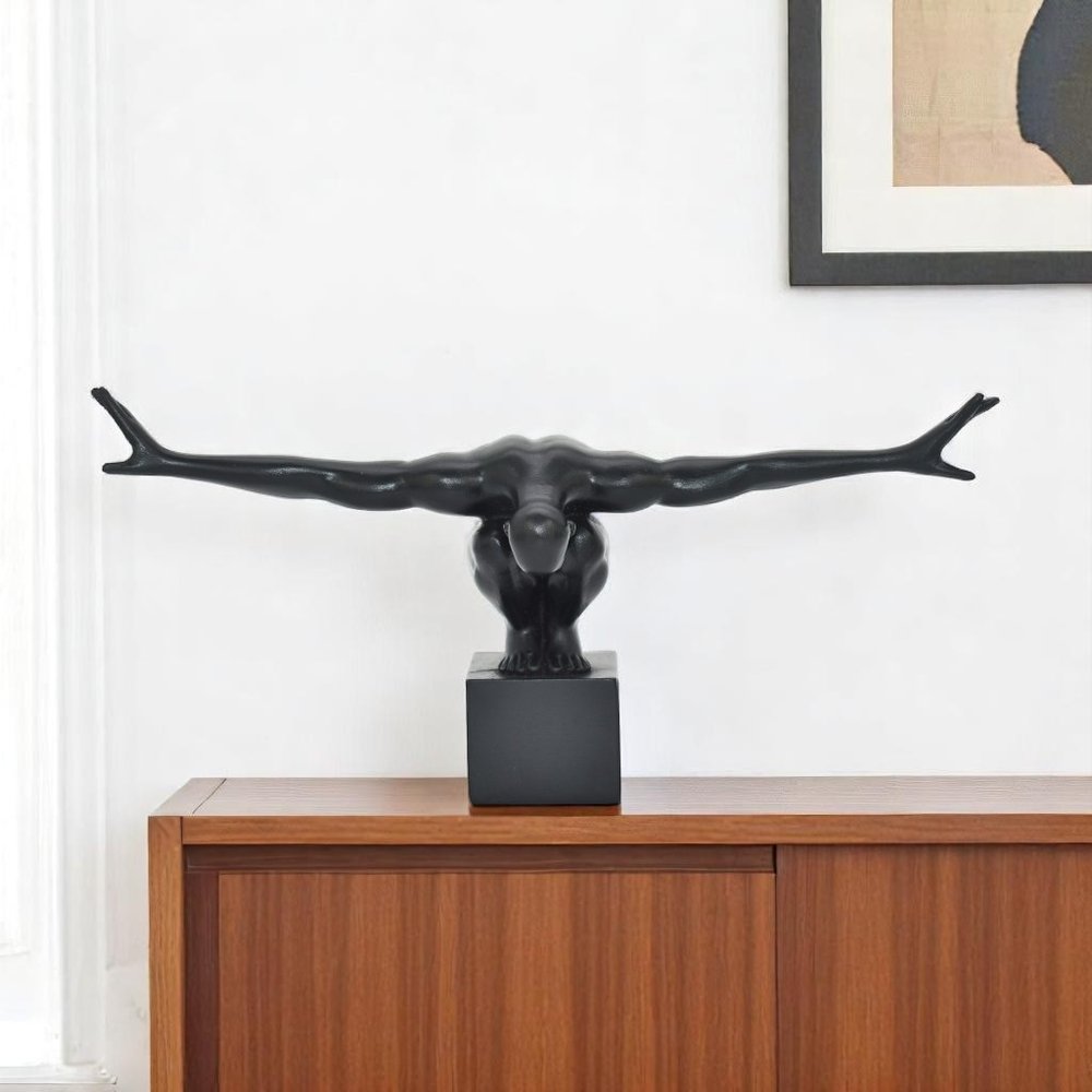 4" Black Resin Man Tabletop Sculpture HomeRoots