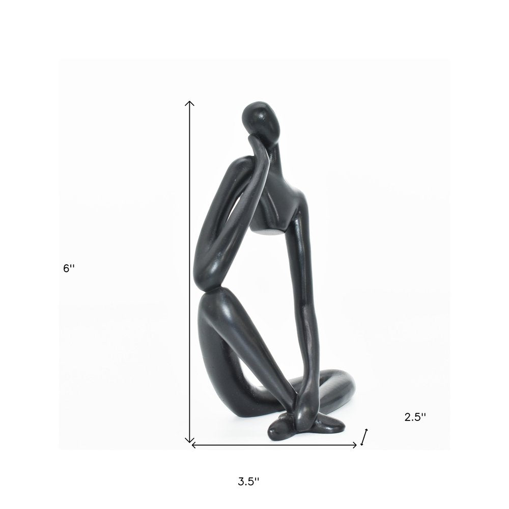 6" Black Resin Man Tabletop Sculpture HomeRoots