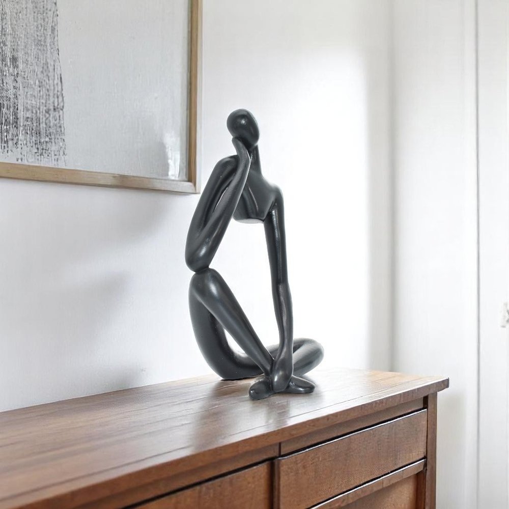 6" Black Resin Man Tabletop Sculpture HomeRoots