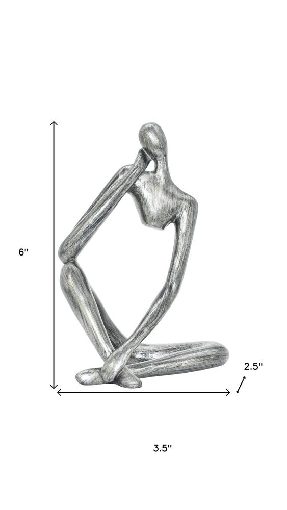 6" Pewter Resin Man Tabletop Sculpture HomeRoots