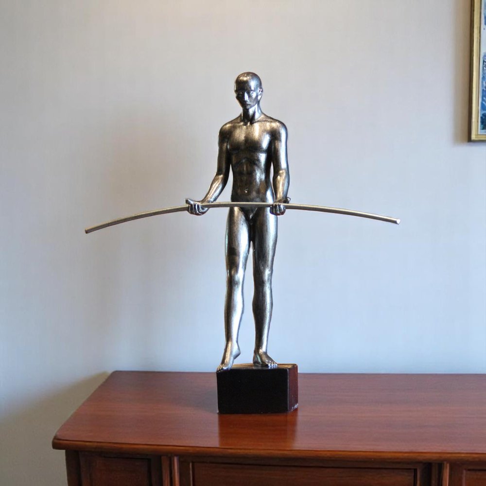 8" Pewter Resin Man Tabletop Sculpture HomeRoots