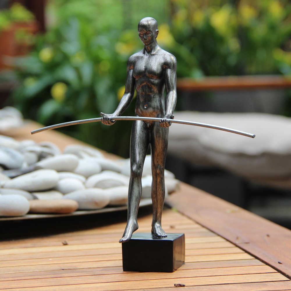 8" Pewter Resin Man Tabletop Sculpture HomeRoots