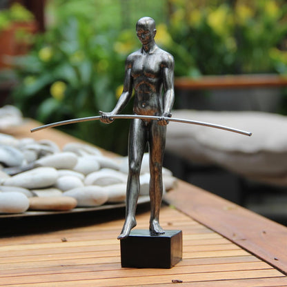 8" Pewter Resin Man Tabletop Sculpture HomeRoots