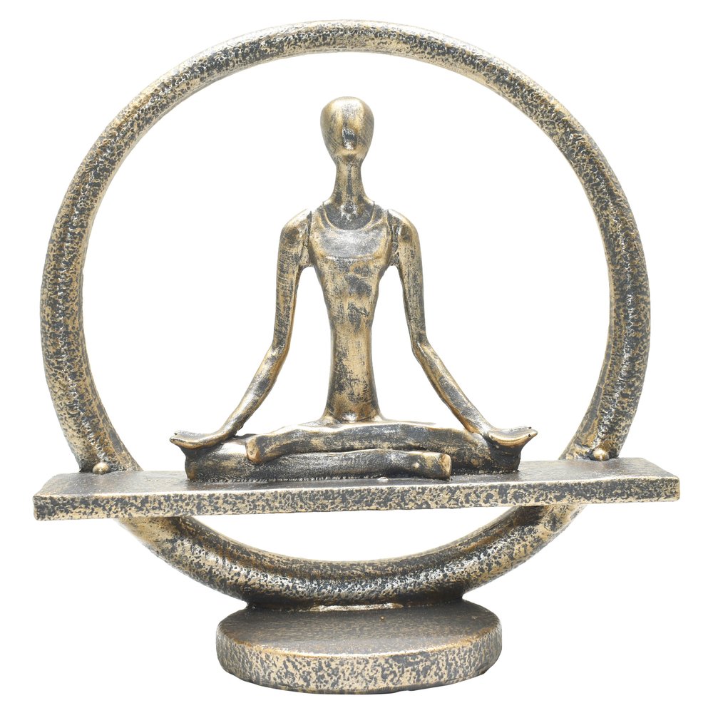 7" Pewter Resin Yoga Meditation Tabletop Sculpture HomeRoots
