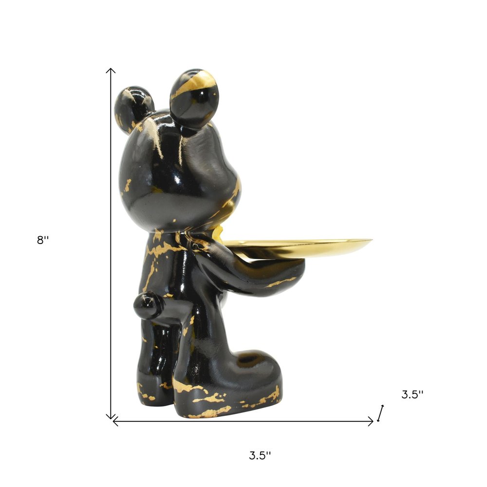 8" Black And Gold Resin Tabletop Sculpture HomeRoots