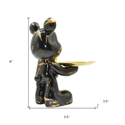 8" Black And Gold Resin Tabletop Sculpture HomeRoots