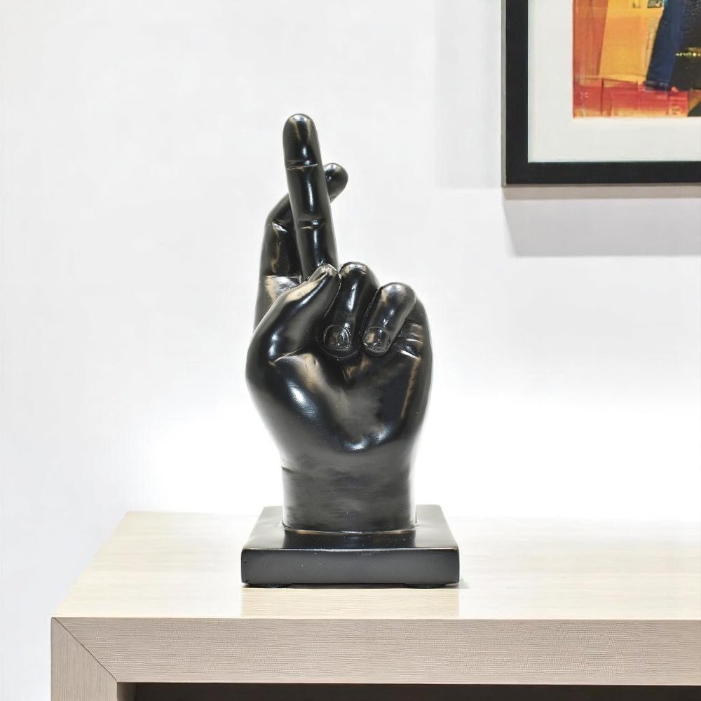 6" Black Resin Hand Tabletop Sculpture HomeRoots