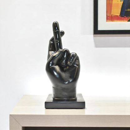 6" Black Resin Hand Tabletop Sculpture HomeRoots
