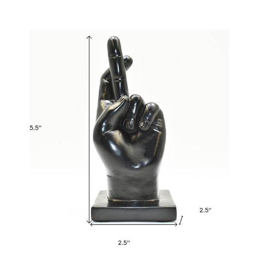 6" Black Resin Hand Tabletop Sculpture HomeRoots