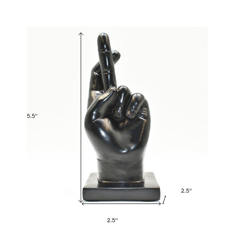 6" Black Resin Hand Tabletop Sculpture HomeRoots