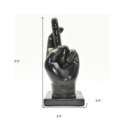 6" Black Resin Hand Tabletop Sculpture HomeRoots