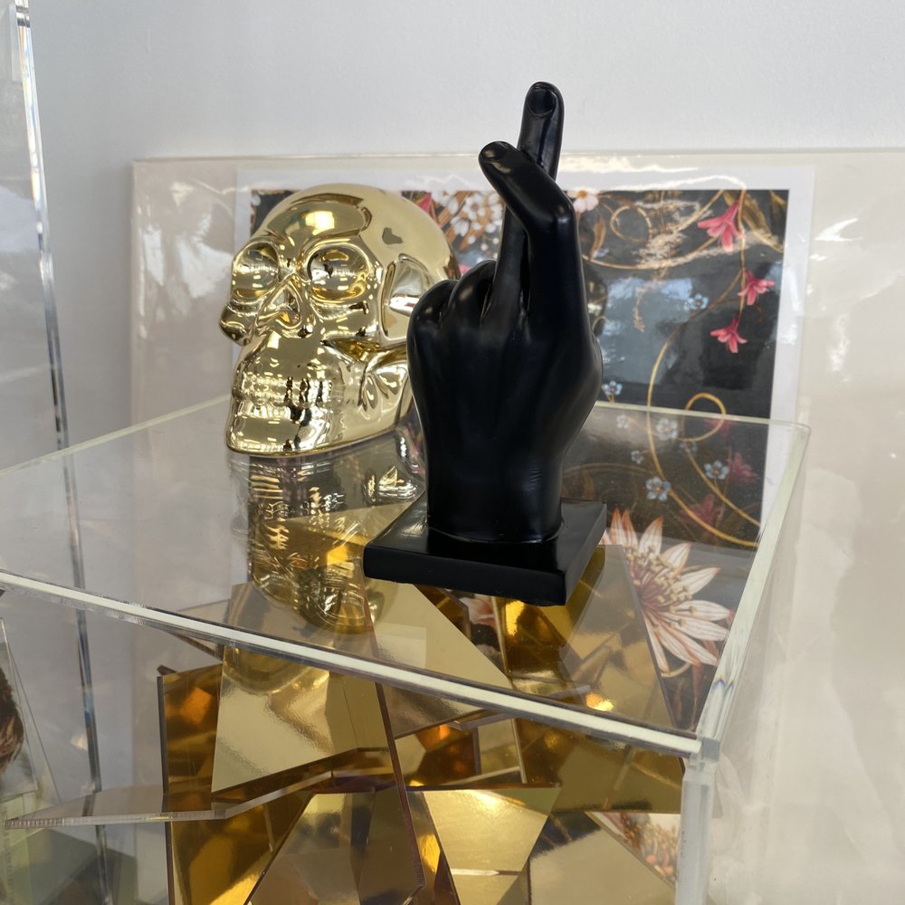 6" Black Resin Hand Tabletop Sculpture HomeRoots