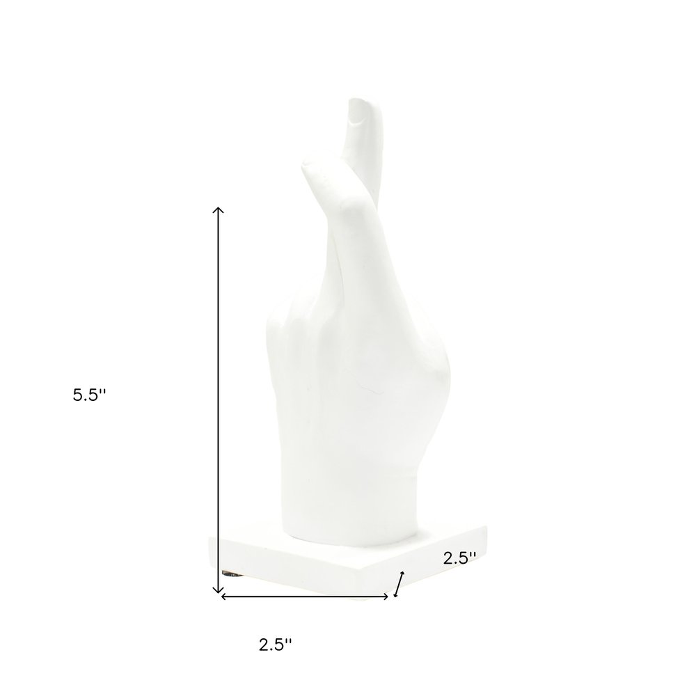 6" White Resin Hand Tabletop Sculpture HomeRoots