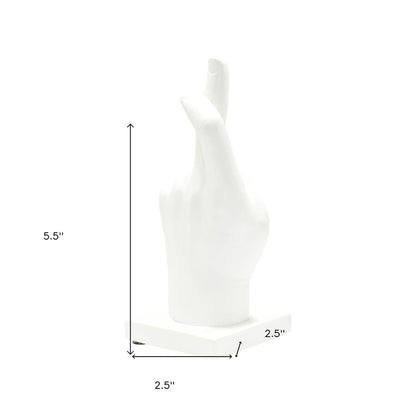 6" White Resin Hand Tabletop Sculpture HomeRoots