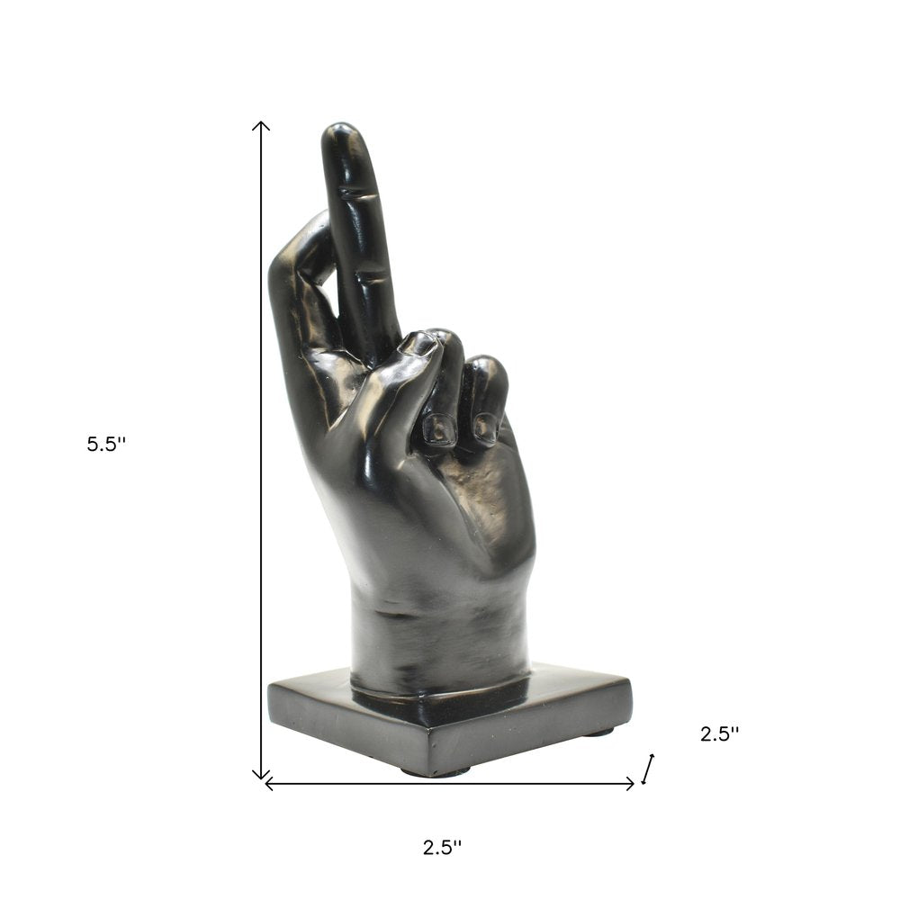 Set of Three Black Resin Hand Tabletop Sculpture HomeRoots