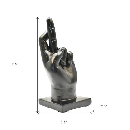 Set of Three Black Resin Hand Tabletop Sculpture HomeRoots