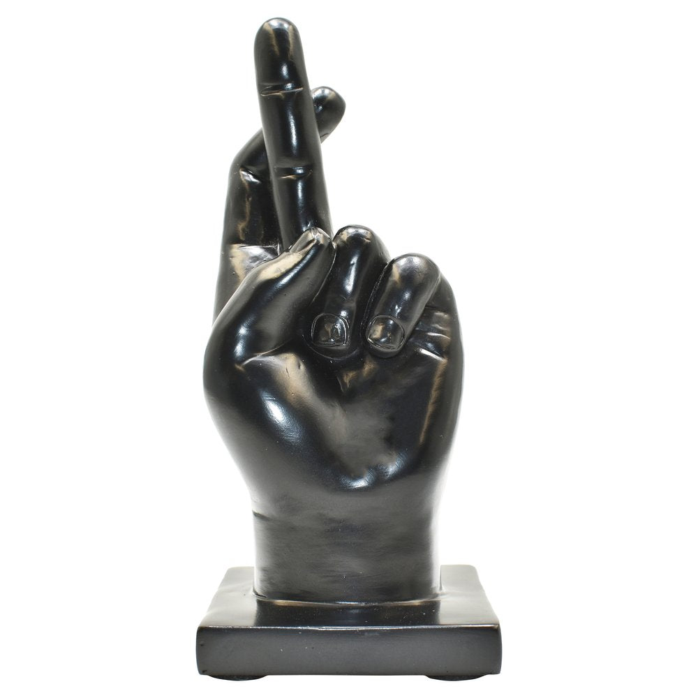 Set of Three Black Resin Hand Tabletop Sculpture HomeRoots