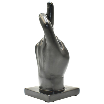 Set of Three Black Resin Hand Tabletop Sculpture HomeRoots