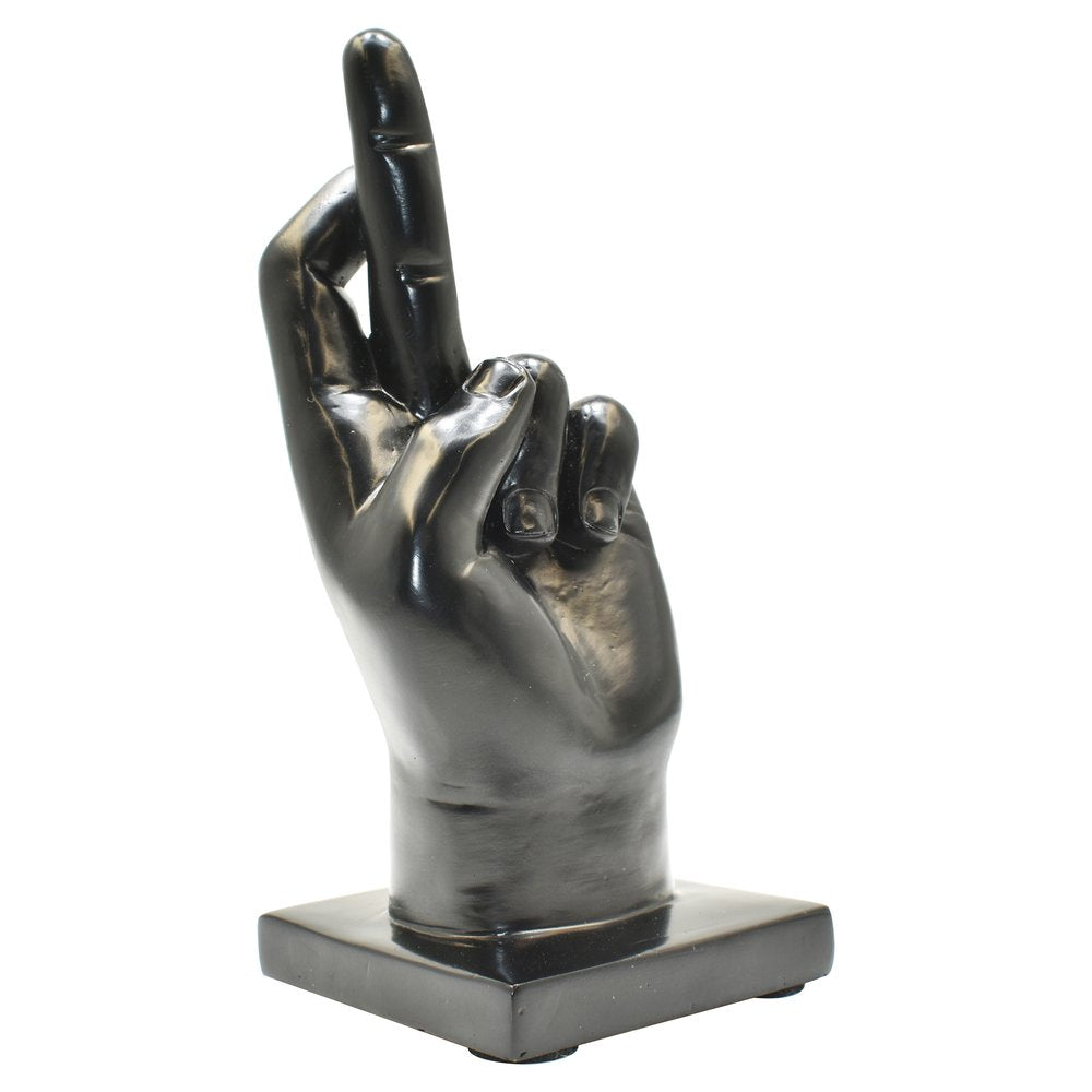 Set of Three Black Resin Hand Tabletop Sculpture HomeRoots