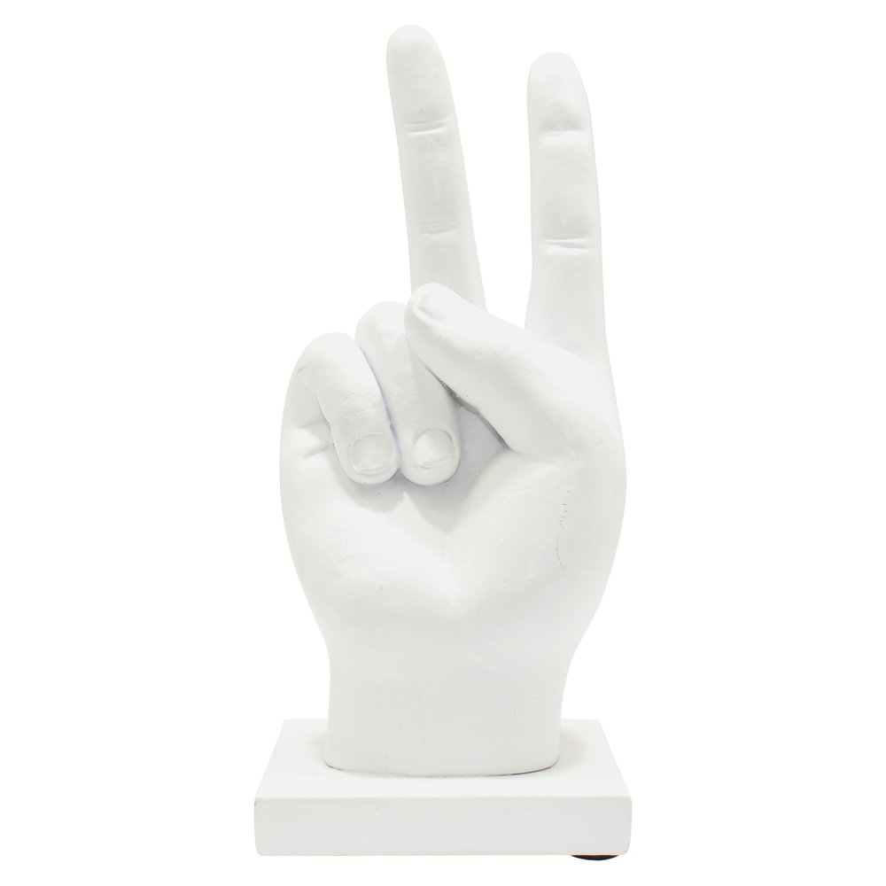 Set of Three White Resin Hand Tabletop Sculpture HomeRoots