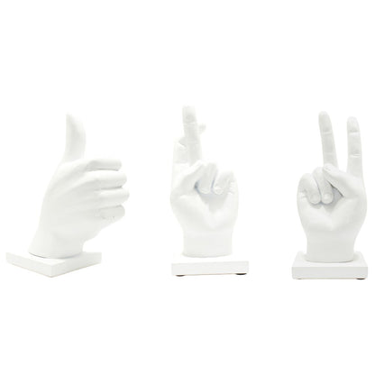 Set of Three White Resin Hand Tabletop Sculpture HomeRoots