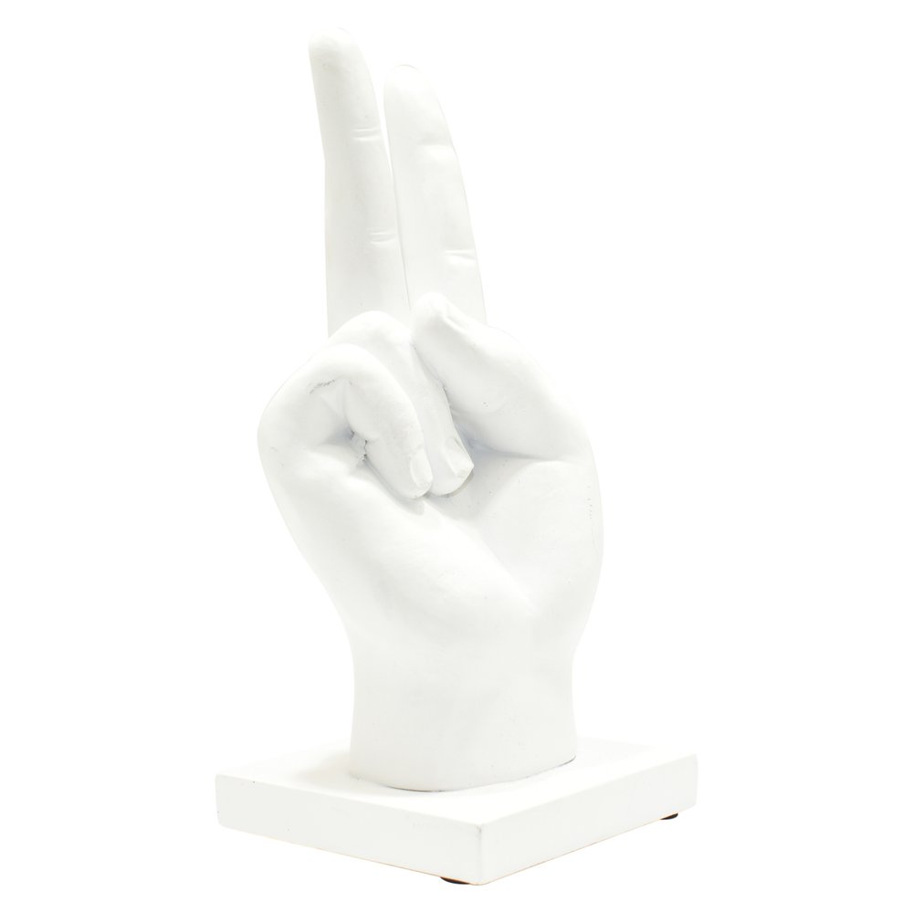 Set of Three White Resin Hand Tabletop Sculpture HomeRoots