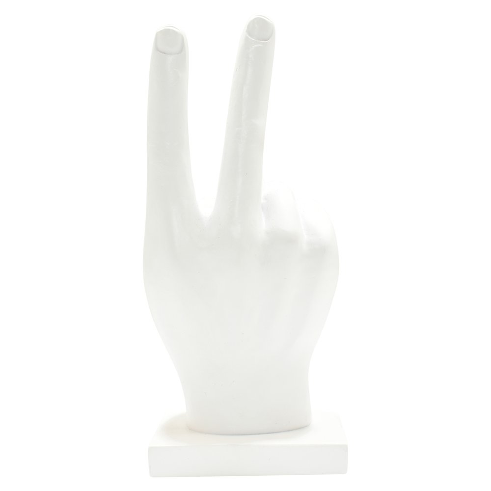 Set of Three White Resin Hand Tabletop Sculpture HomeRoots