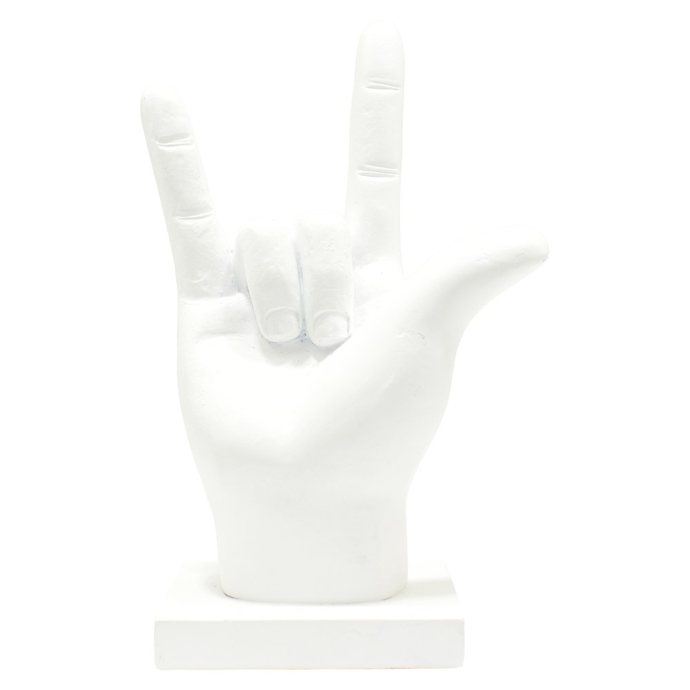 6" White Resin Hand Tabletop Sculpture HomeRoots