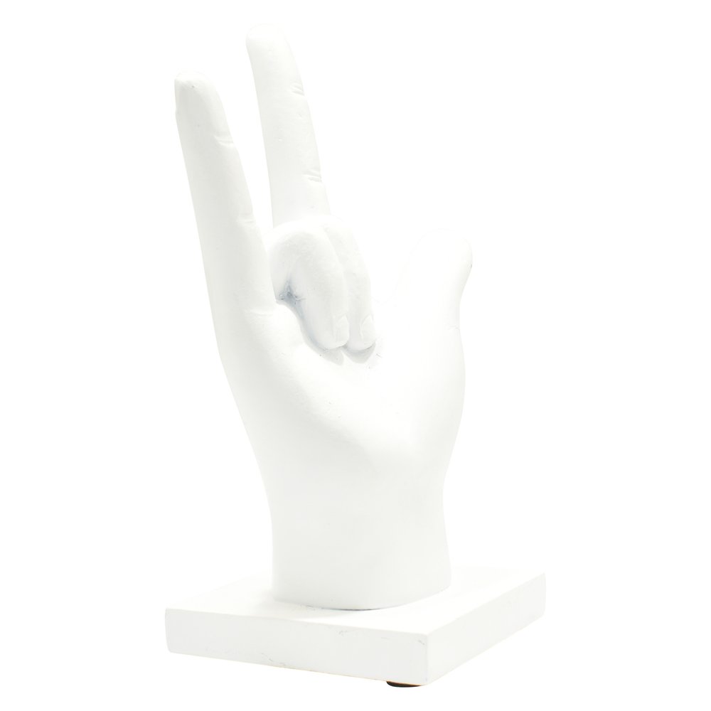 6" White Resin Hand Tabletop Sculpture HomeRoots