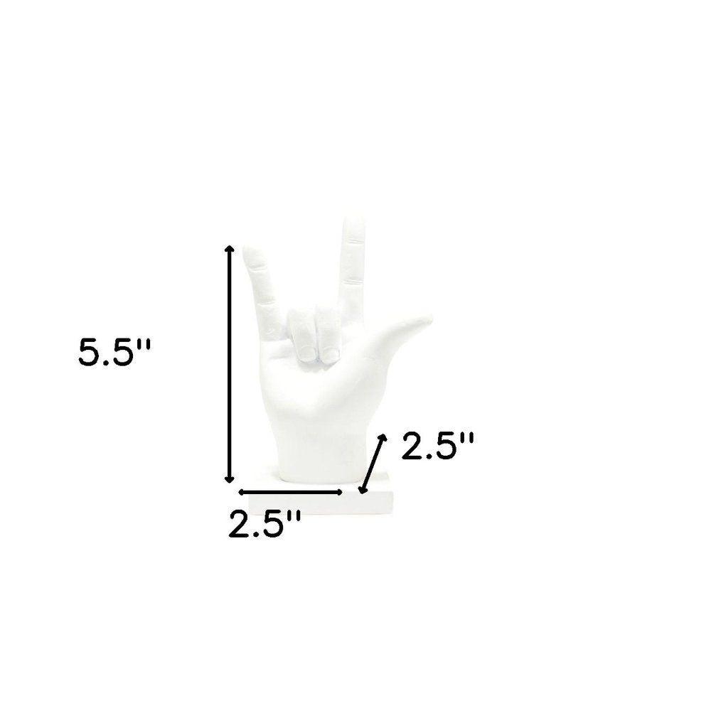 6" White Resin Hand Tabletop Sculpture HomeRoots