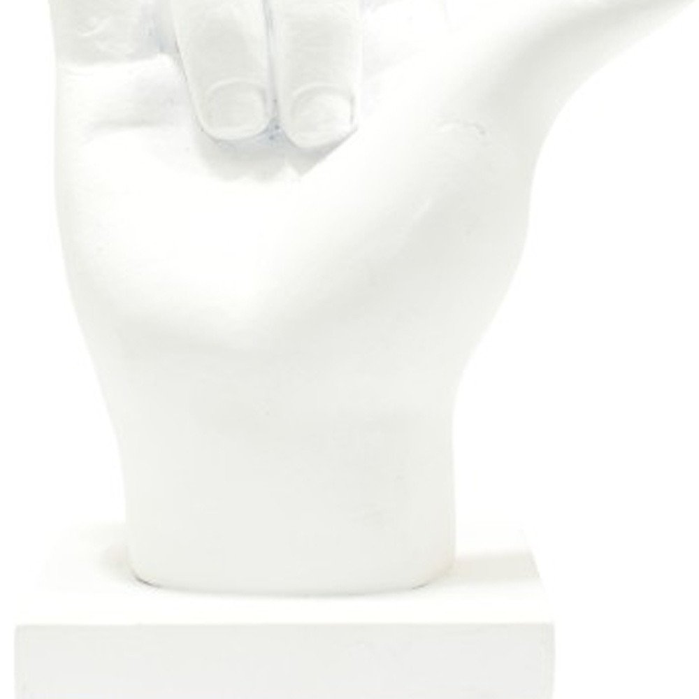 6" White Resin Hand Tabletop Sculpture HomeRoots