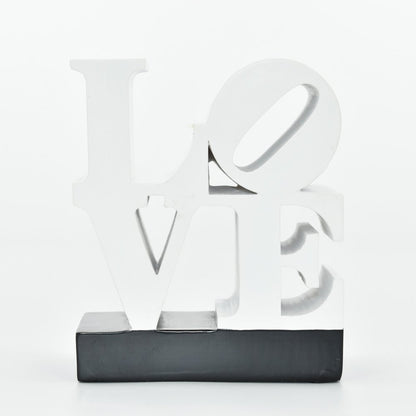 4" White And Black Resin Love Tabletop Sculpture HomeRoots