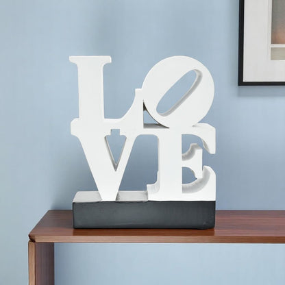 4" White And Black Resin Love Tabletop Sculpture HomeRoots
