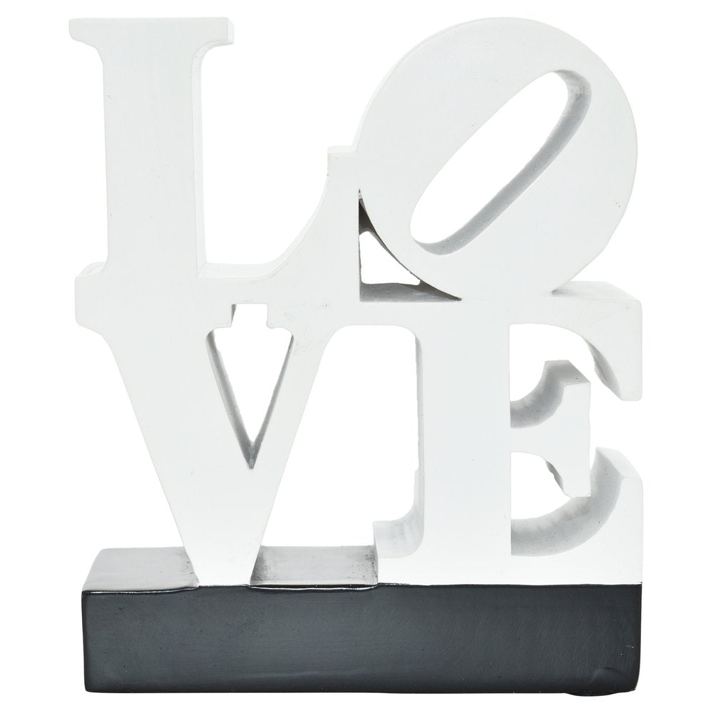 4" White And Black Resin Love Tabletop Sculpture HomeRoots