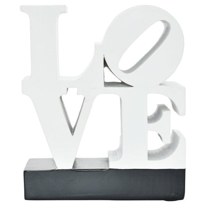 4" White And Black Resin Love Tabletop Sculpture HomeRoots