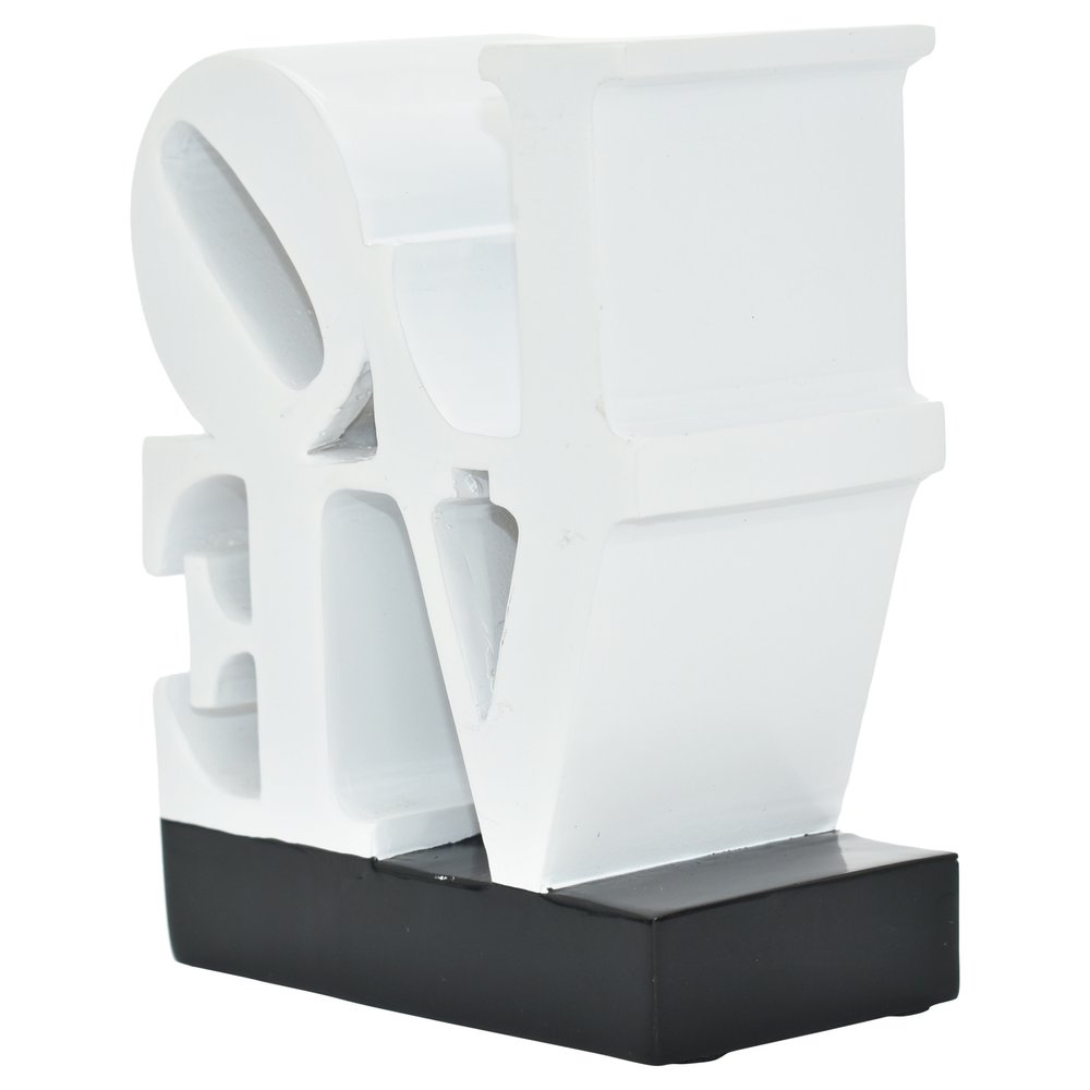 4" White And Black Resin Love Tabletop Sculpture HomeRoots