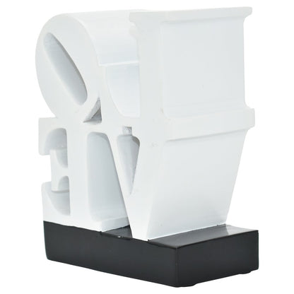 4" White And Black Resin Love Tabletop Sculpture HomeRoots
