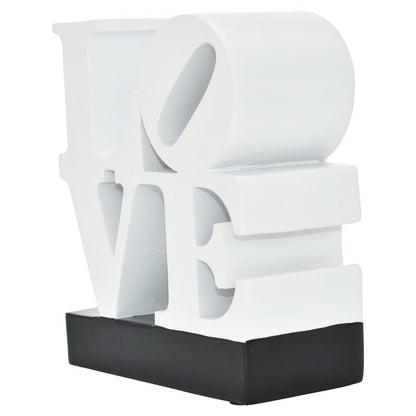 4" White And Black Resin Love Tabletop Sculpture HomeRoots