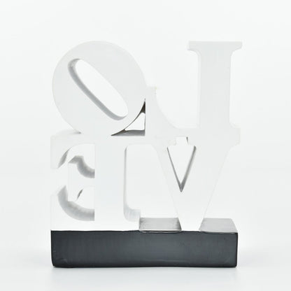 4" White And Black Resin Love Tabletop Sculpture HomeRoots