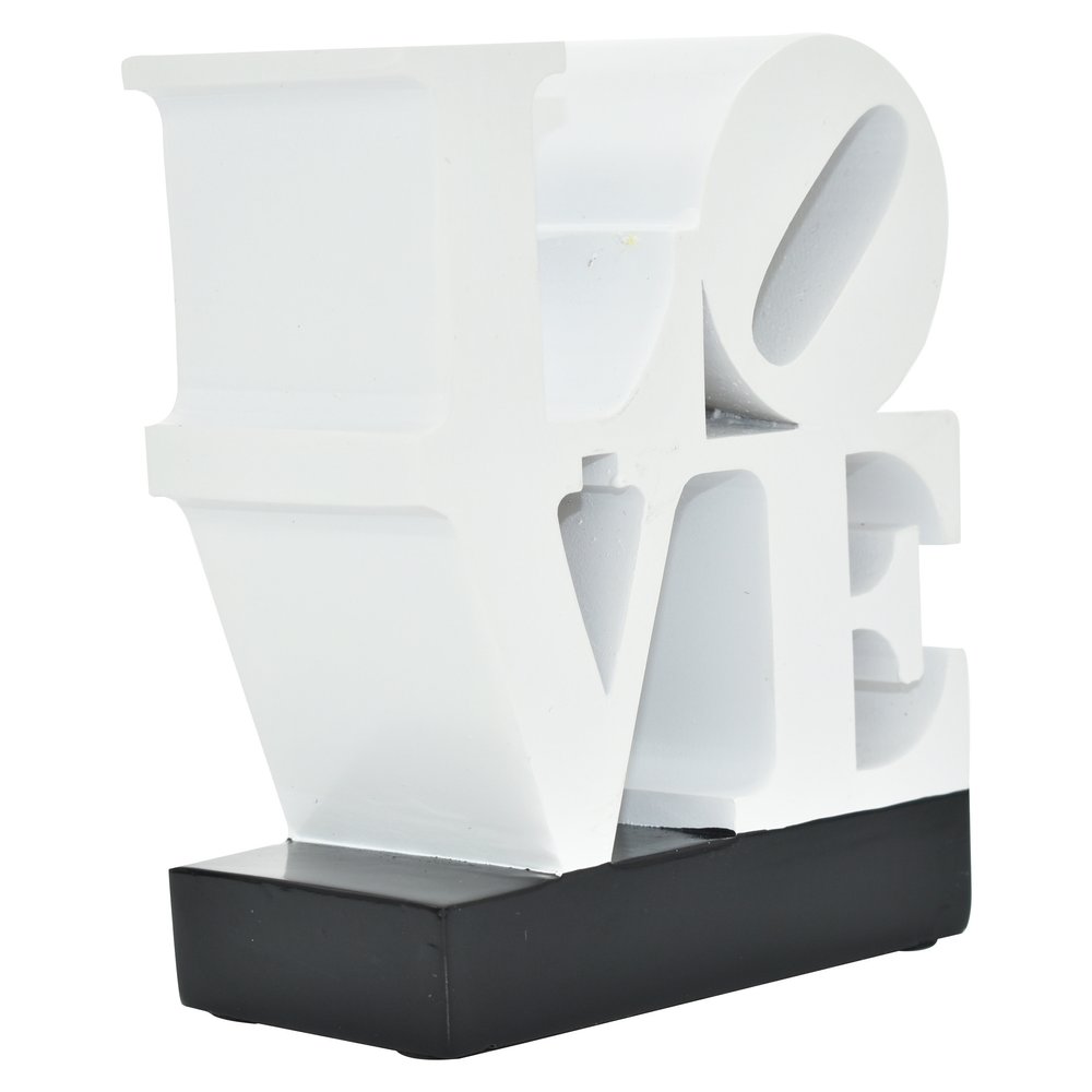 4" White And Black Resin Love Tabletop Sculpture HomeRoots