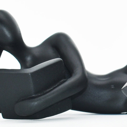 Set of Two Black Resin People Tabletop Sculpture HomeRoots
