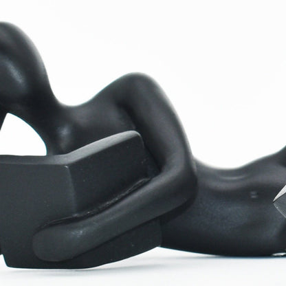 Set of Two Black Resin People Tabletop Sculpture HomeRoots