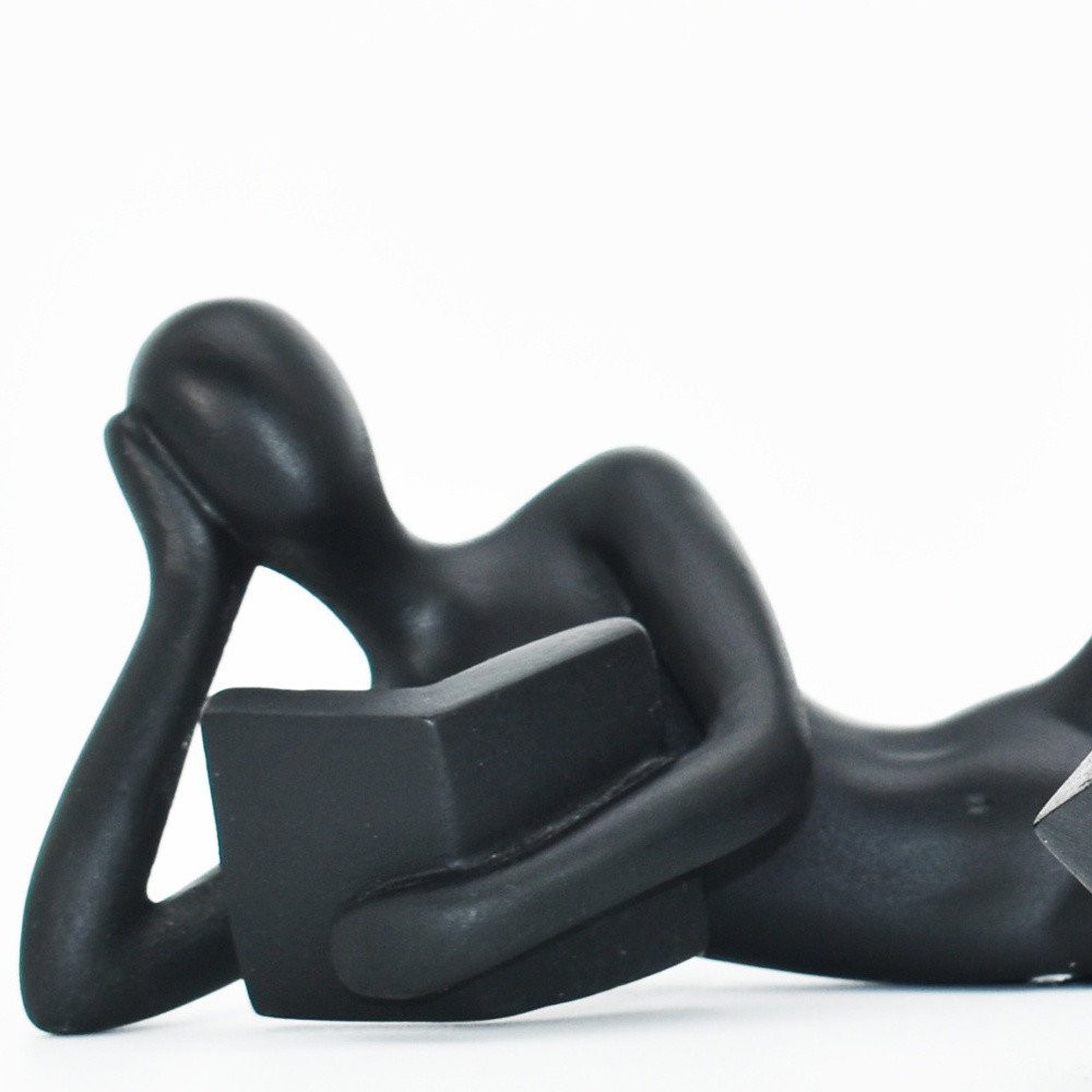 Set of Two Black Resin People Tabletop Sculpture HomeRoots