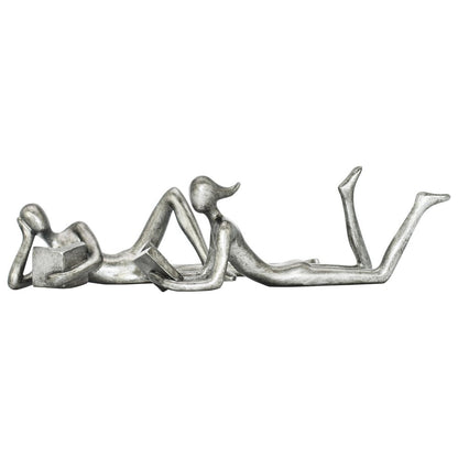 Set of Two Pewter Resin People Tabletop Sculpture HomeRoots
