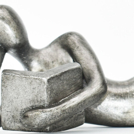 Set of Two Pewter Resin People Tabletop Sculpture HomeRoots