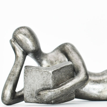 Set of Two Pewter Resin People Tabletop Sculpture HomeRoots